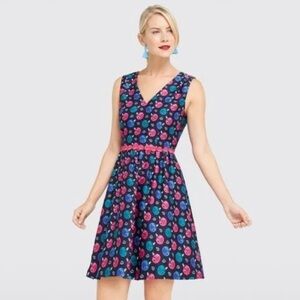 NWT Draper James Women’s Navy Blue/Pink/Green Jingle Dots Gracie Dress, Size 2